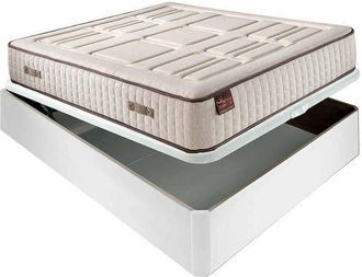 Colchones Aznar Colch&oacute;n Hr Cotton Con Visco 27 Cm Extra Firme Transpirable + Canap&eacute; Abatible Madera 3d Transpirable Altura 34 Cm Blanco - 160x200 Cm