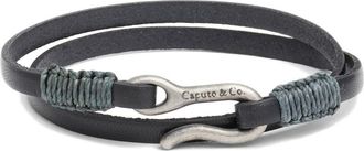 Caputo & Co. Leather Double Wrap Bracelet in Black at Nordstrom