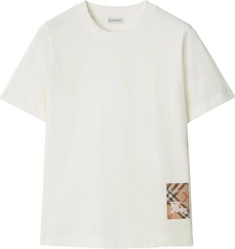 Burberry T-Shirts, female, White, Size: XS Vintage Check Pattern Crew Neck T-shirt