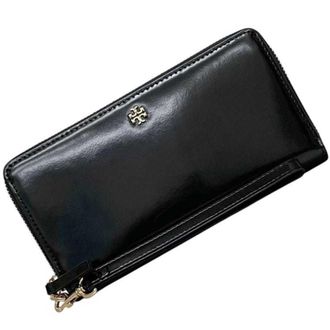 Tory Burch Black Leather Long Wallet (Bi-Fold) (Pre-Owned)