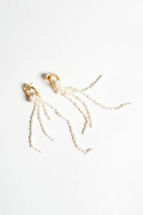 Classicharms Nina Gold Hoop Bead Pearl Tassel Earrings at Nordstrom