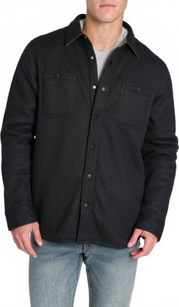 Jachs NY Sherpa Bonded Waffle Snap Workshirt In Black