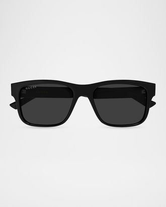 Gucci Men & apos;s Gg2085S Vertical Web Square Injection Sunglasses