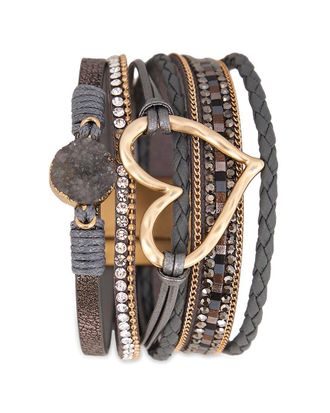 Saachi Saachi Golden Heart Druzy Bracelet