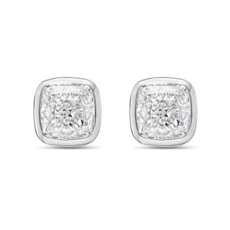 Diana M. Jewels 14KT WHITE GOLD LAB GROWN CUSHION CUT STUDS IN A BEZEL SETTING WEIGHING 2.00 CTS TW