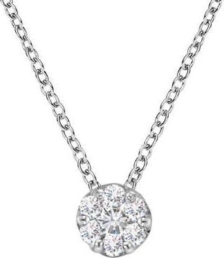 House of Brilliance 14K White Gold 1/4 Cttw Diamond 7 Stone Floral Cluster Pendant Necklace at Nordstrom