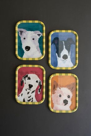 Kalalou Set Of Four Framed Dog Prints Under Glass