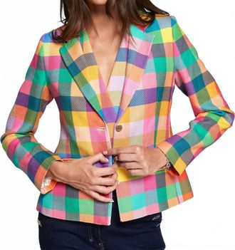 Vilagallo Vichy Natalia Jacket In Medium Aquamarine