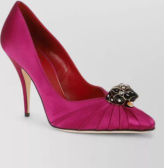 Valentino Garavani pumps satin pointed toe jewel detail