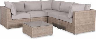 Sweeek Sal&oacute;n de jard&iacute;n en resina tejida redondeada beige