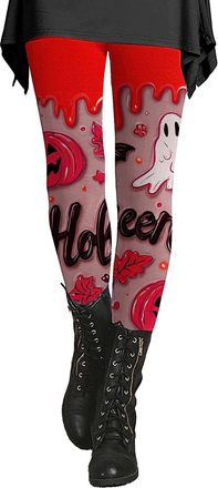 Generic Bat Print Leggings UK - Brushed Lined for Autumn | Elastic Tummy Control Waistband | Cosy Halloween Pajama Alternative | for School Drop-Offs & Movie 