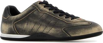 Gucci Womens Shift Sneaker Gold Calf Skin
