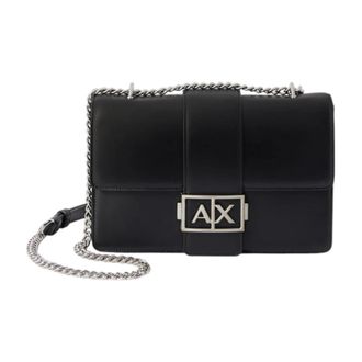 A|X Armani Exchange Cross Body Bags, female, Black, Size: ONE SIZE Faux Leather Crossbody Bag with Logo