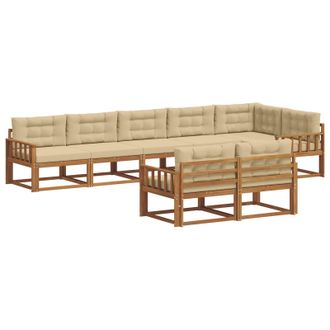vidaXL Conjunto De Sof&aacute;s De Exterior Con Coj&iacute;n 8 Pcs Natural Y Beige Vidaxl