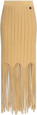 Balmain Decoratieve Gebreide Rok - Dames - Maxi Rokken - Beige - XS - Leer - Rokken