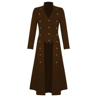 Generic Steampunk Coat Mens Double Breasted Gothic Trench Coat Mens Long, Black Medieval Jacket Victorian Court Rock Retro Cosplay Uniform Elegant Performance