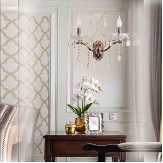 Trade Shop Trade Shop Traesio - Trade Shop - Applique Candelabro 2 Bracci Con Pendenti Gocce Cristallo Retr&ograve; Attacco E14 E68-2