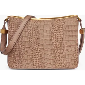 DKNY Jericho Croco Wave Shoulder in Toasted Almond at Nordstrom