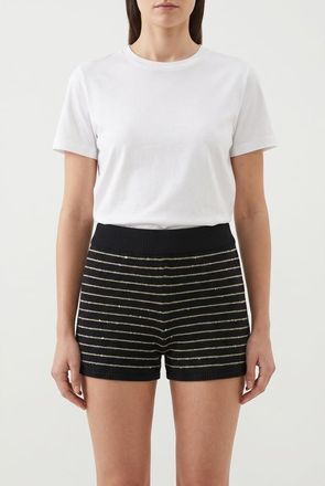 Brunello Cucinelli Black Striped Knit Shorts, Size X-Large