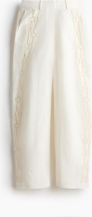 H&M Hose aus Leinengemisch mit Barrel Leg - Elfenbein