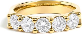 House of Brilliance 14K White Gold 1 1/2 Ctw Diamond 5 Stone Band Ring in Yellow Gold at Nordstrom, Size 8.5