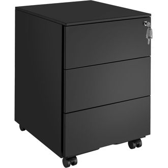 TecTake Cajonera con ruedas con 3 cajones y cerradura 39x45x55 cm negro