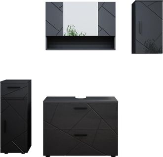 Vicco Conjunto De Muebles De Ba&ntilde;o Irma, Antracita Alto Brillo, 4 Piezas