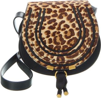 Chlo&eacute; Marcie Small Haircalf & Leather Saddle Bag