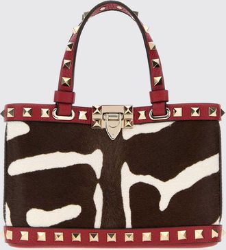 Valentino Garavani Borsa Rockstud in cavallino animalier e pelle
