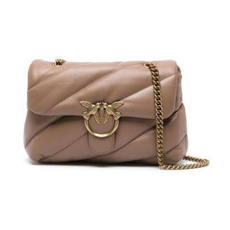 Pinko Love Puff Matelass&eacute; Leren Schoudertas - Dames - Schoudertassen - Bruin - ONE Size - Katoen - Tassen