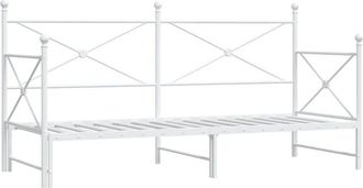 vidaXL Daybed with Trundle without Mattress White 90x190 cm Steel vidaXL