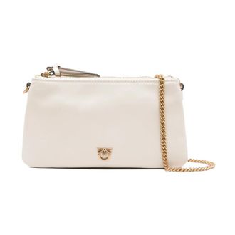 Pinko Elegante schoudertas in wit en goud - Dames - Schoudertassen - Wit - ONE Size - Leer - Tassen