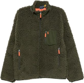 Ralph Lauren Fitness, Heren, Groen, L, Polyester, Fleece-Textuur Ritsjack