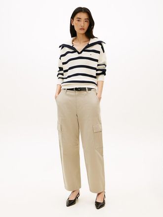 Tommy Hilfiger Womens Lightweight Barrel Leg Utility Pant - Beige - 10