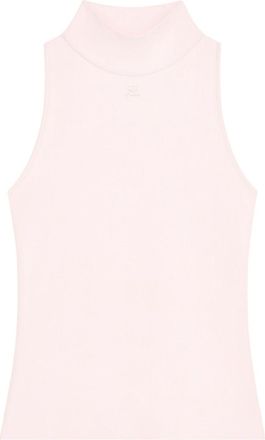Courr&egrave;ges Sleeveless Top with High Neckline and Fitted Silhouette