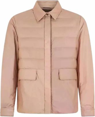 Moorer Womens Zip Hidden Button Closure Long Sleeves Puffer Coat In Deserto