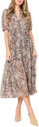 Gibsonlook Kira Drawstring Maxi Dress in Java Floral at Nordstrom Rack, Size Xx-Small