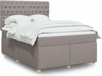 vidaXL Vidaxl - Cama Box Spring Con Colch&oacute;n Tela Gris Taupe 140x190 Cm