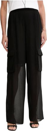 Pinko Pinko, Broeken, Dames, Zwart, XS, Polyester, High Waist Wide Broeken