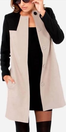 BB Dakota Hana Crewneck Coat In Black/taupe