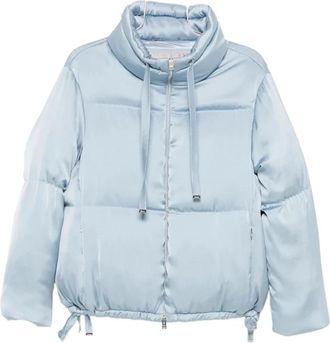 Herno Satin Finish Padded Jacket - Dames - Gewatteerde jassen - Blauw - L - Leer - Jassen
