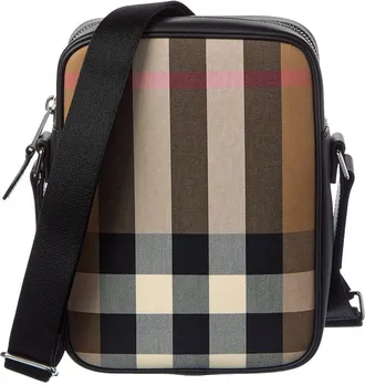 Burberry Check Canvas & Leather Crossbody