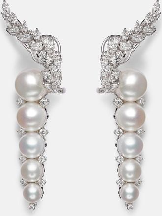 Yeprem Pearlescent 18kt white gold earrings with diamonds and pearls