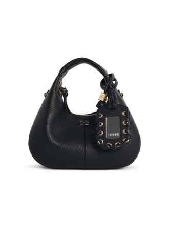 Ganni Schwarze &Ouml;ko-Mini-Hobo-Tasche Lear