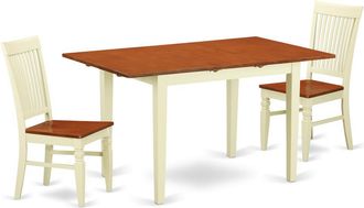 East West Furniture Dining Room Set Buttermilk & Cherry, NOWE3-BMK-W