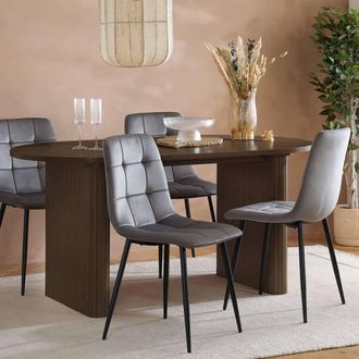 Birlea Axel Oval Fluted Dining Table With 4 Chairs in Brown