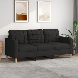 vidaXL Vidaxl - Furniture Limited - Sof&aacute; De 3 Plazas De Tela Negro 180 Cm
