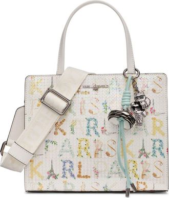 Karl Lagerfeld Maybelle Sequin KL Satchel in Black Multi at Nordstrom