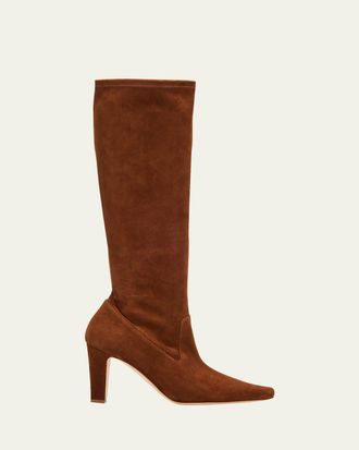Manolo Blahnik 90mm Pavisco Suede Knee-High Boots