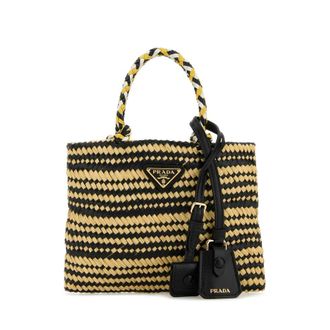 Prada Two-Tone Raffia Handbag